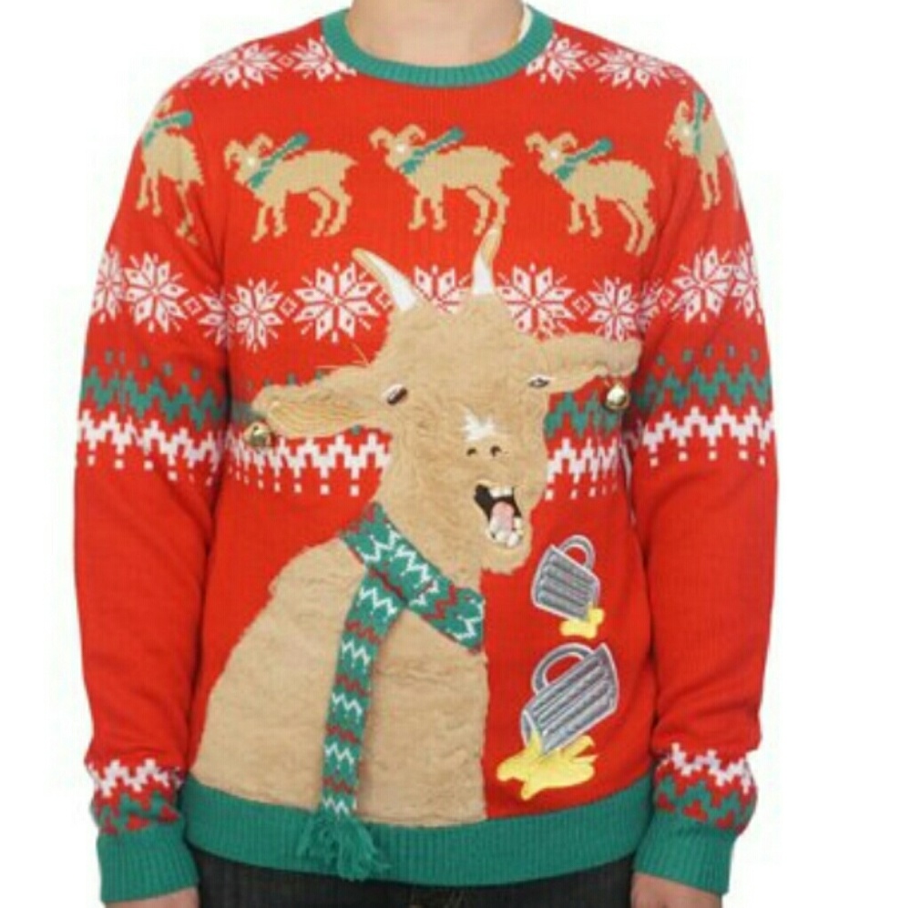 Ugly Christmas Sweater - Goat -Jingle Bells -beer